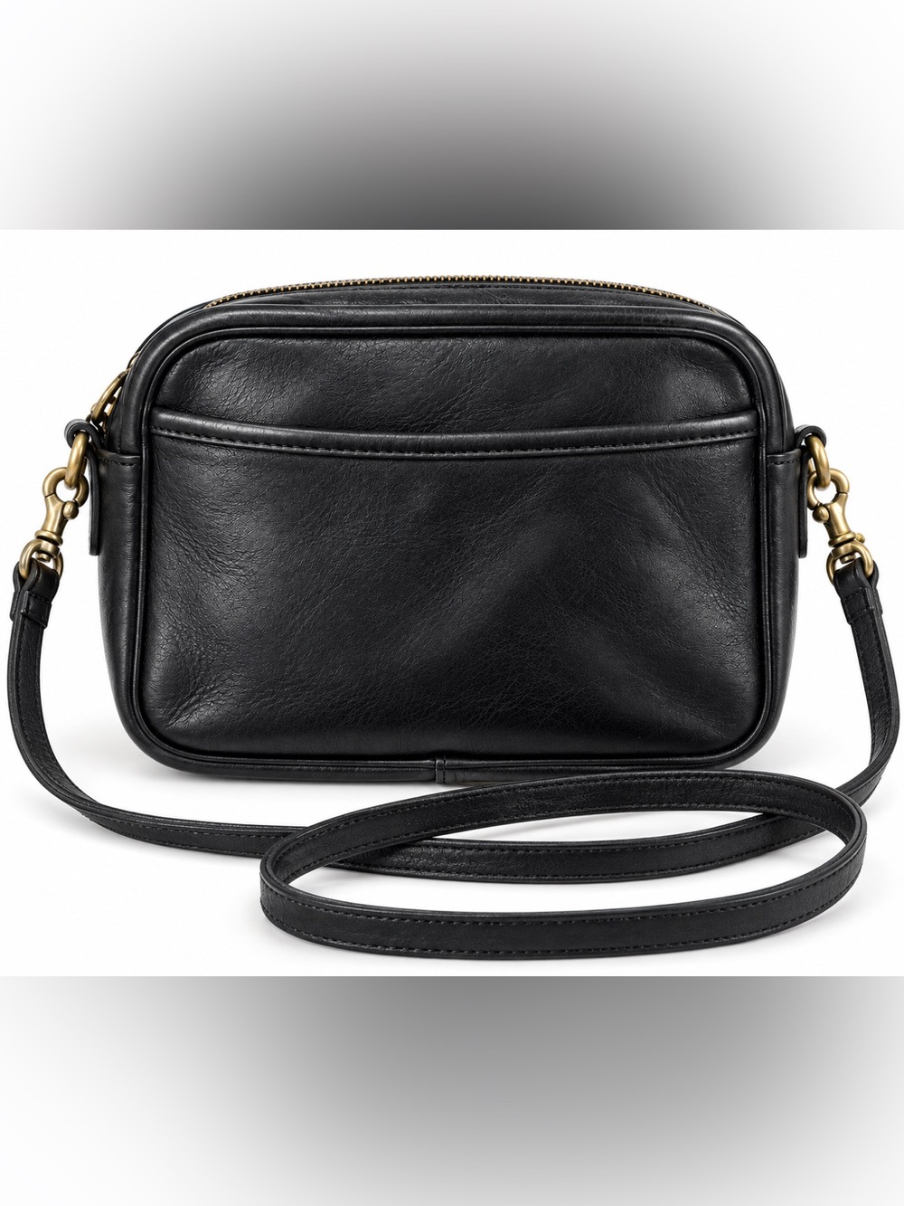 Vintage Coach Black Leather Crossbody Camera Bag Brass Hardware USA